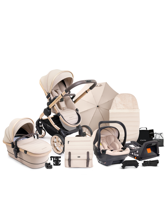 Peach 7 Biscotti Pushchair and Carrycot - Car Seat Bundle