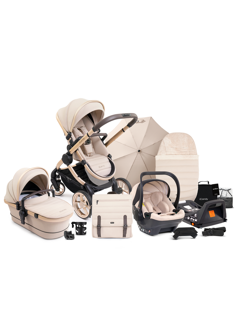 Peach 7 Biscotti Pushchair and Carrycot - Car Seat Bundle